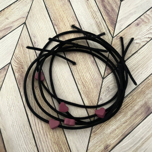 Mini Heart Ponytail Holders / Bracelets - set of 5